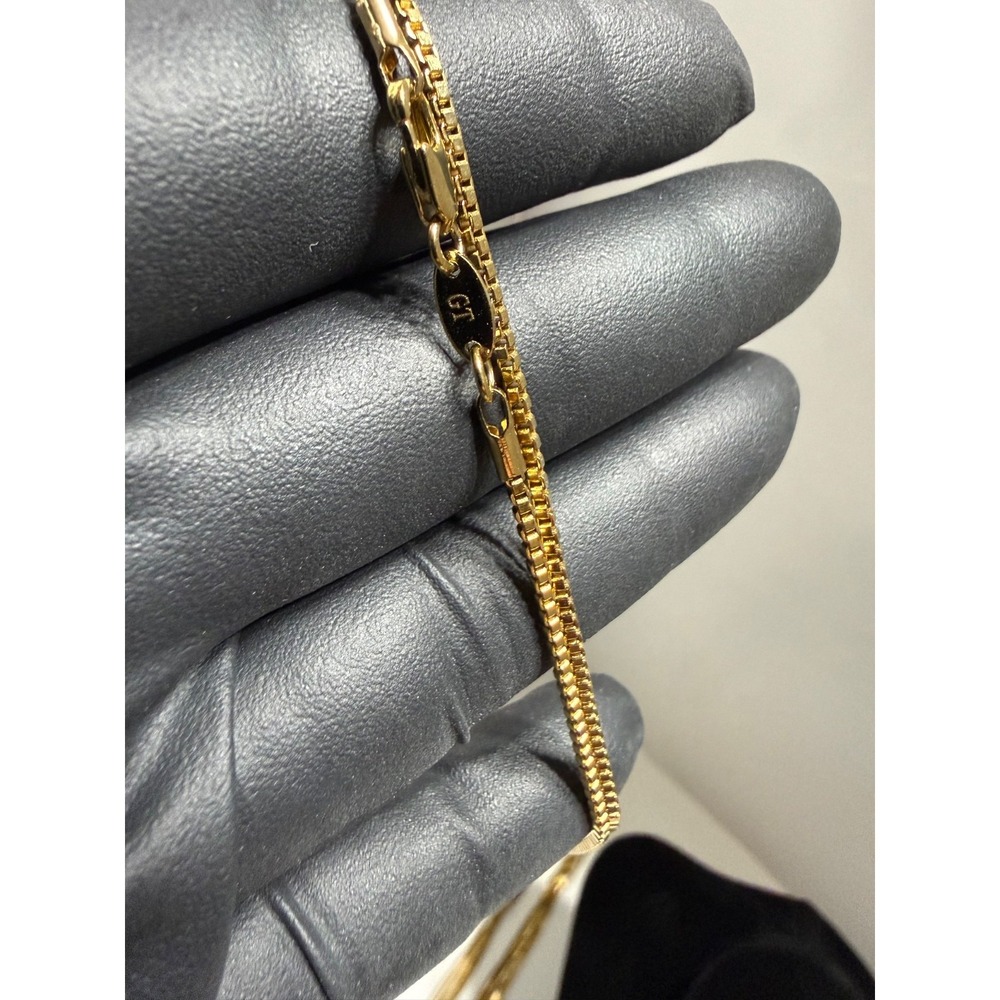 dainty box necklace chain 22 inch 1.75mm 18k gold layered lobster clasp - Picture 3 of 7